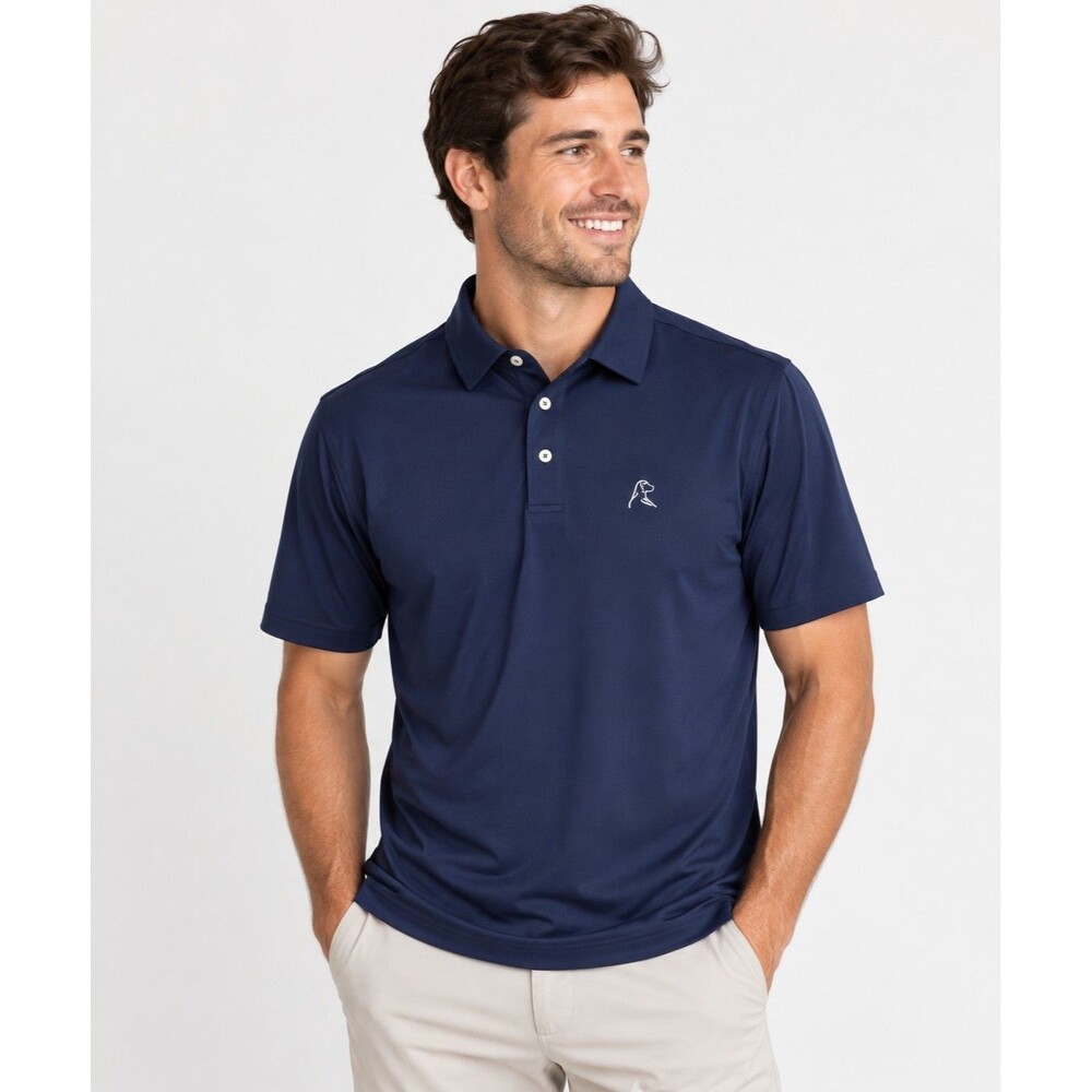 Rhoback Men’s Performance Polo Shirt Small Navy Blue Golf Stretch Short Sleeve